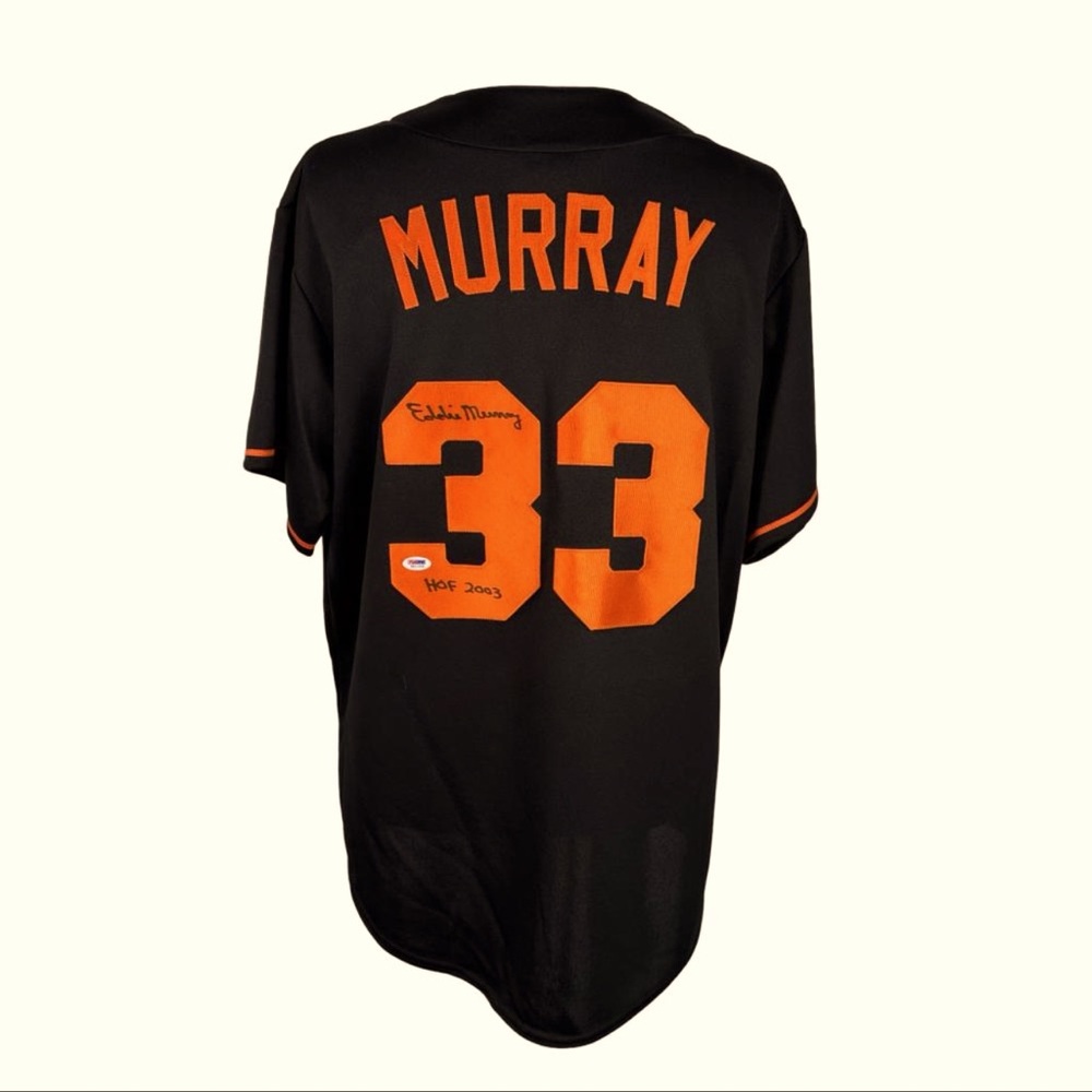 EDDIE MURRAY SIGNED
AUTO BALTIMORE
ORIOLES #33 BLACK JERSEY W/ HOF 2003 PSA COA